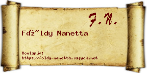 Földy Nanetta névjegykártya